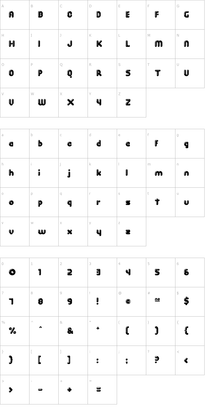 Character Map Spit Shine Font