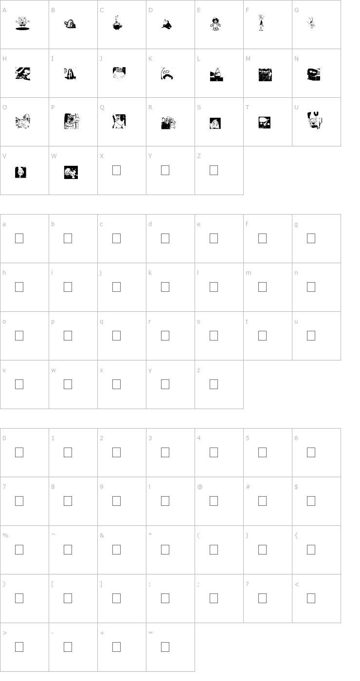 Character Map Spongebob Dingpants Font