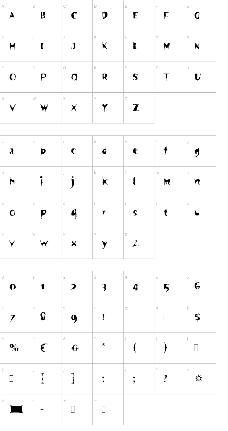 Character Map Spooky Plain Font