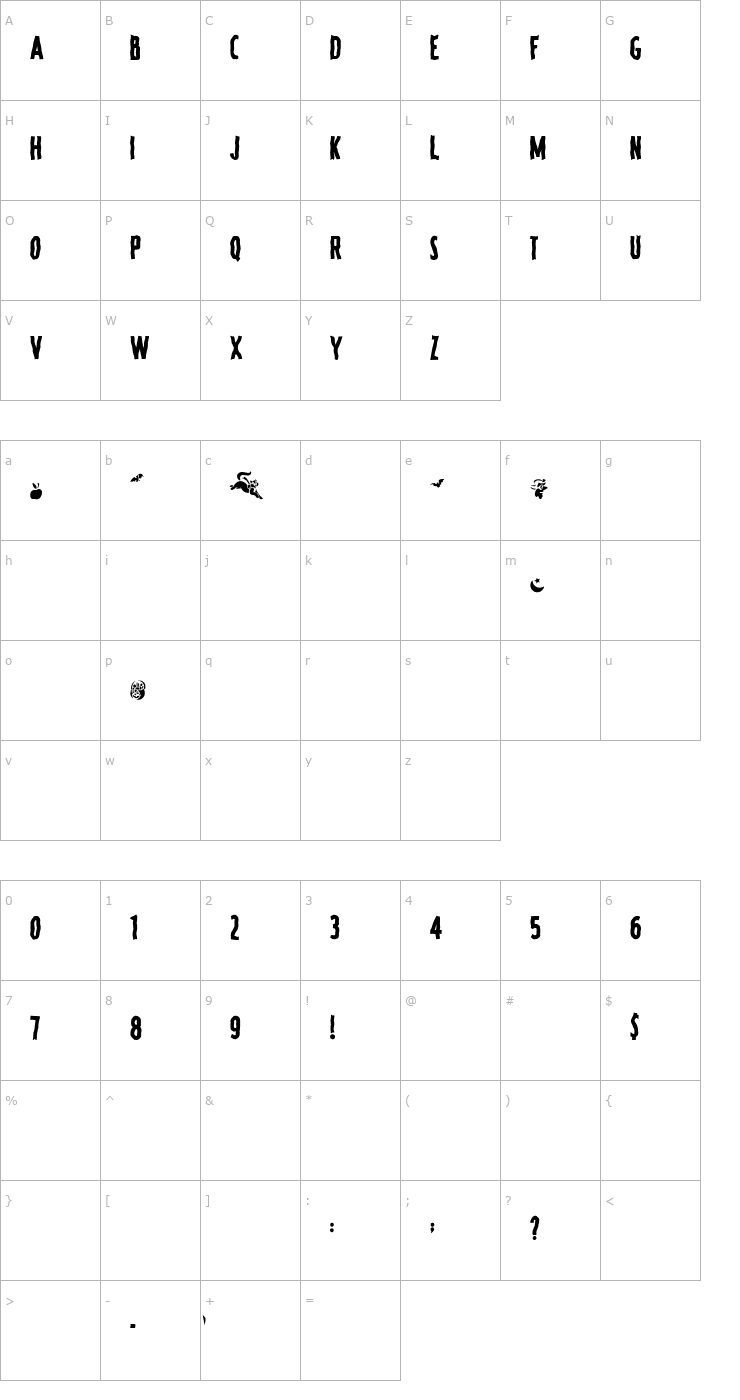 Character Map SPOOKY Regular Font