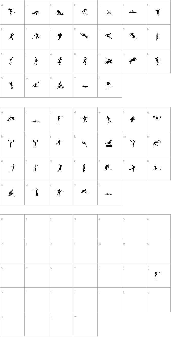 Character Map Sportive Font