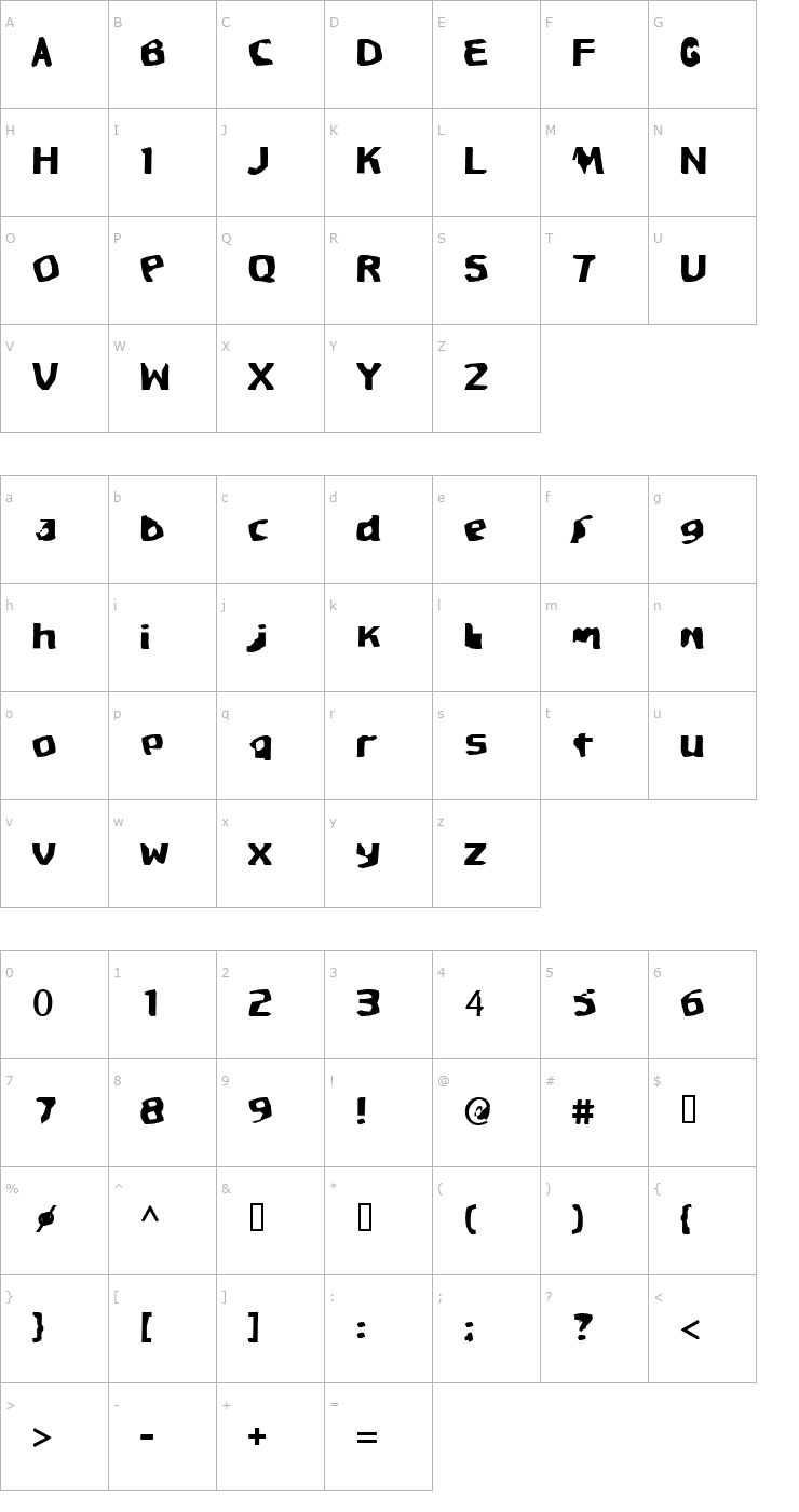 Character Map Spritad Font