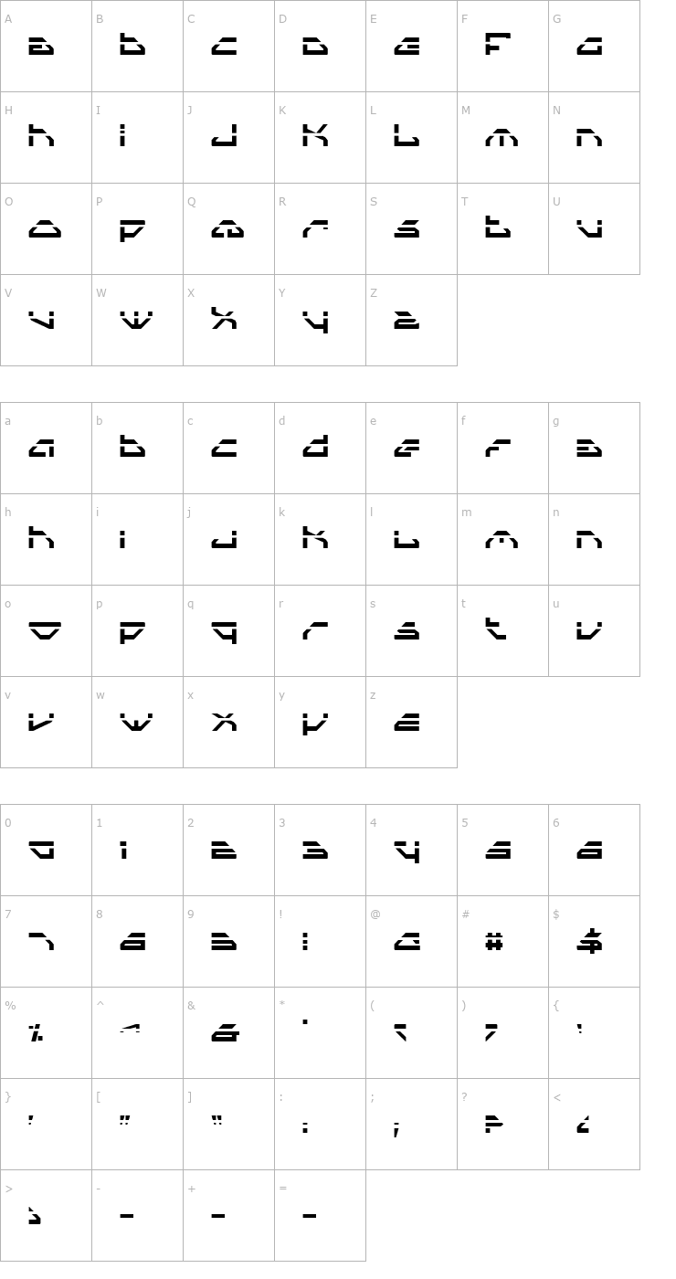 Character Map Spy Lord Laser Font