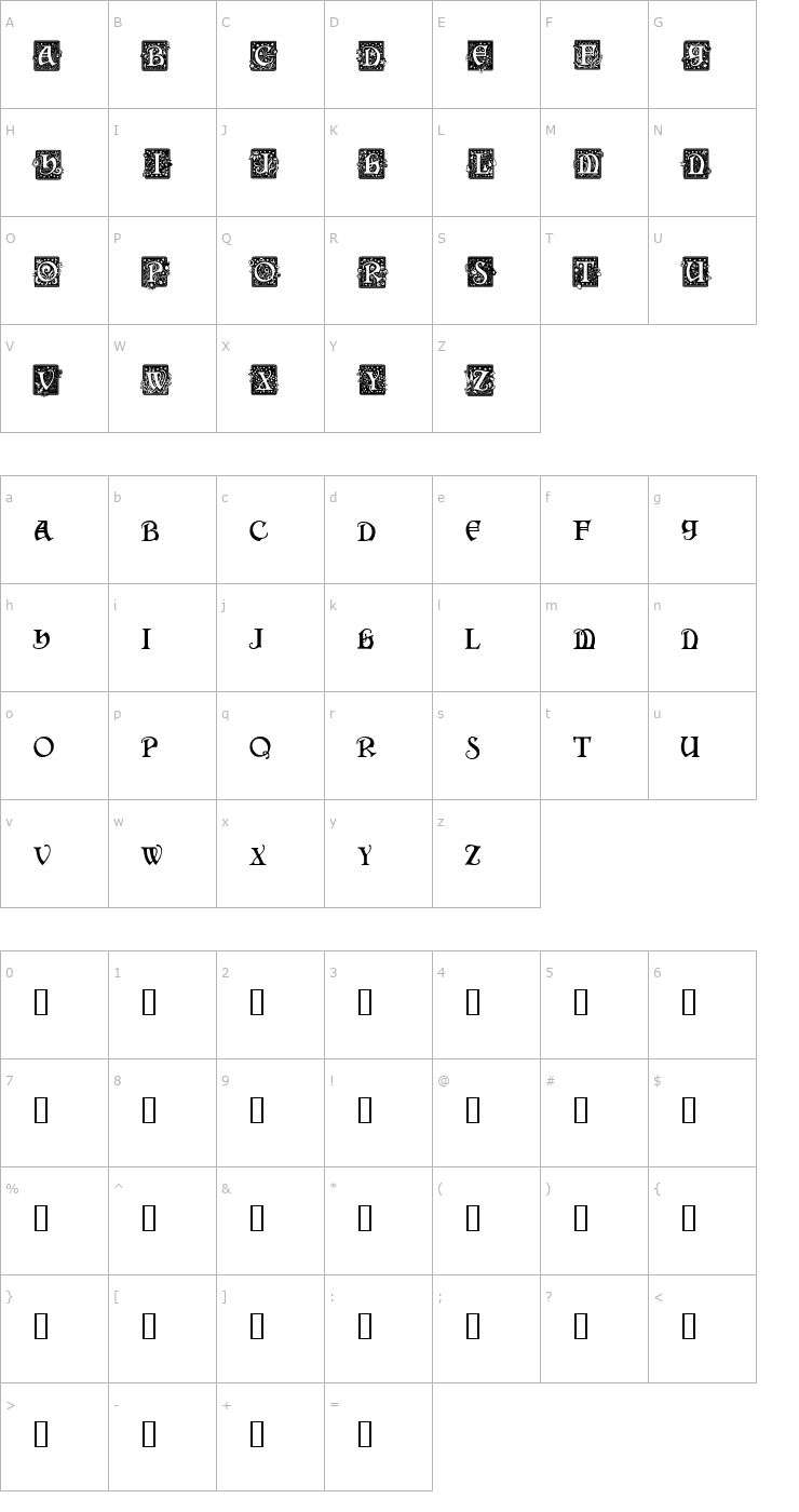 Character Map Square Caps Font