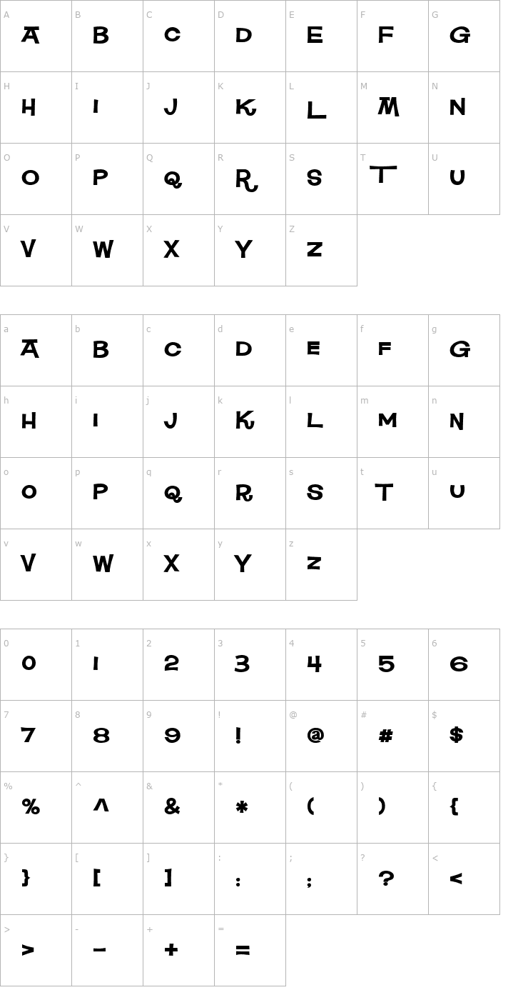 Character Map Square Meal Hearty Font