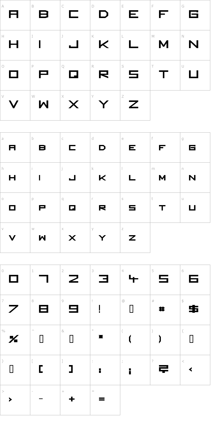 Character Map Square Unique ExtraBold Font