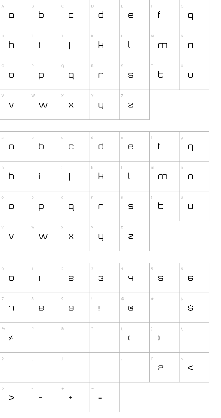 Character Map SquareType B Font