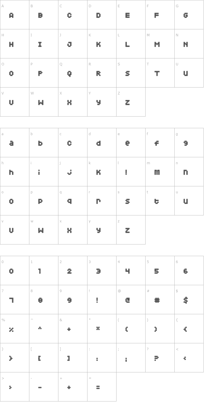 Character Map Squarodynamic 02 Font