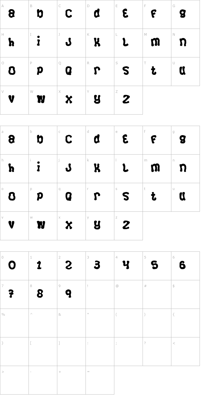 Character Map Squizzlie Font