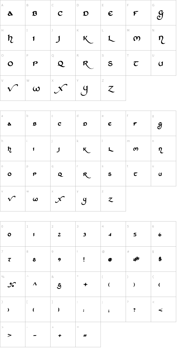 Character Map St Charles Dark Font