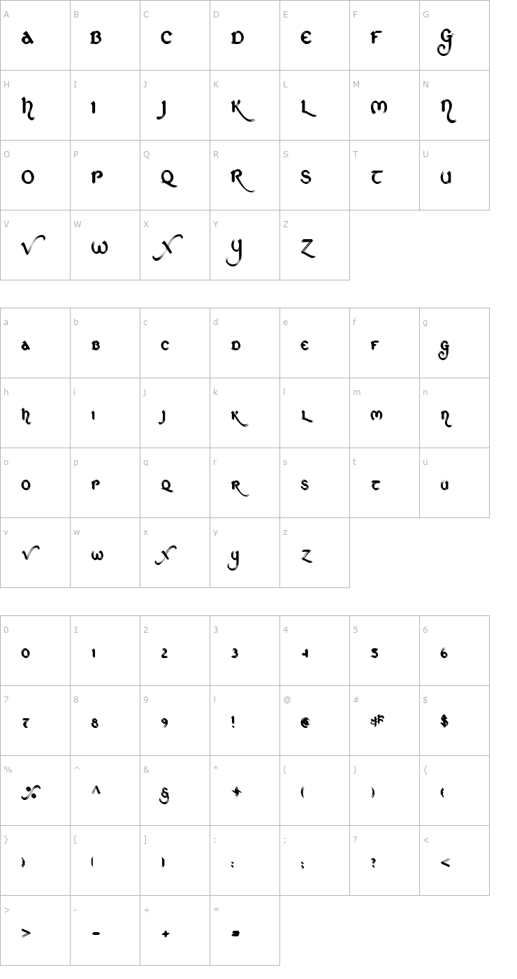 Character Map St Charles Ornate Font