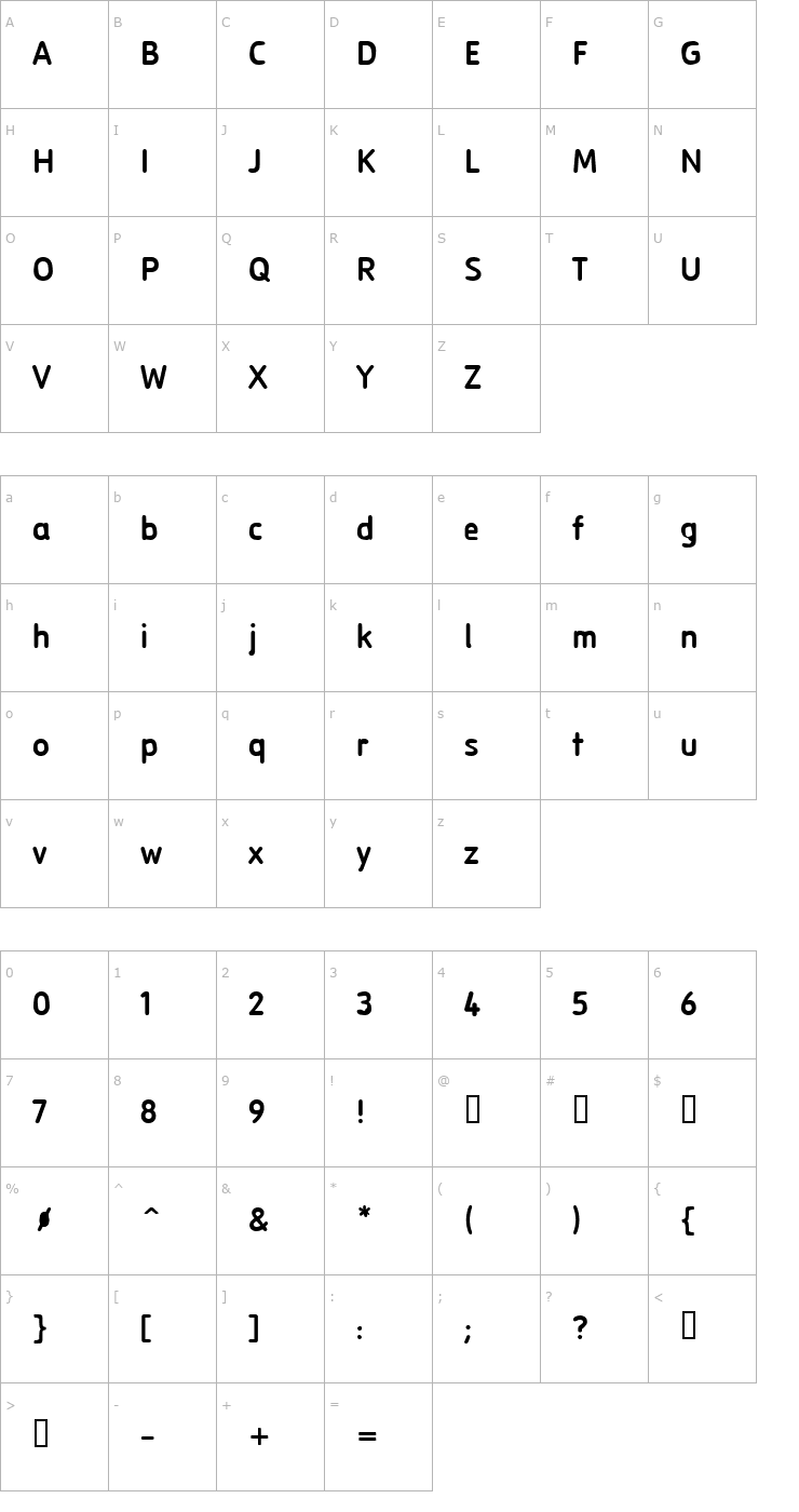 Character Map Stångkorv Font