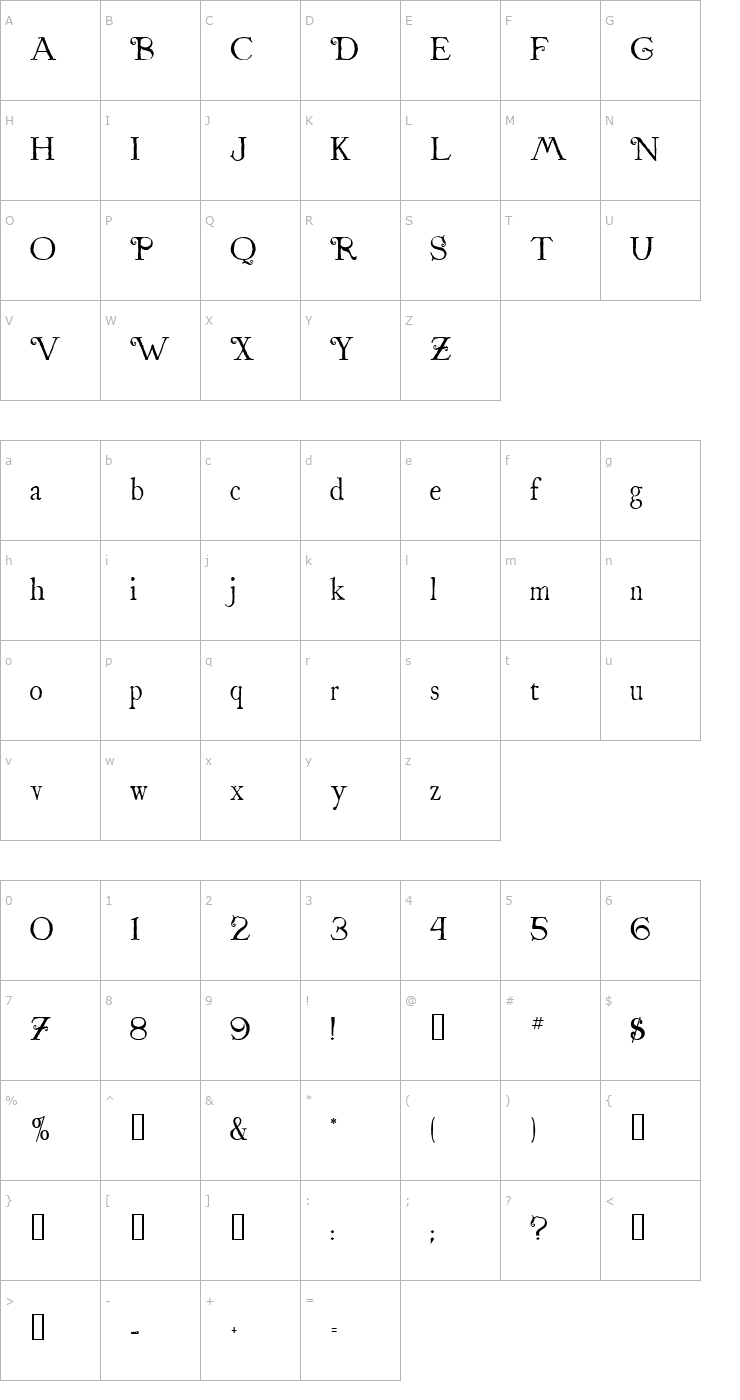 Character Map St. Nicholas Font