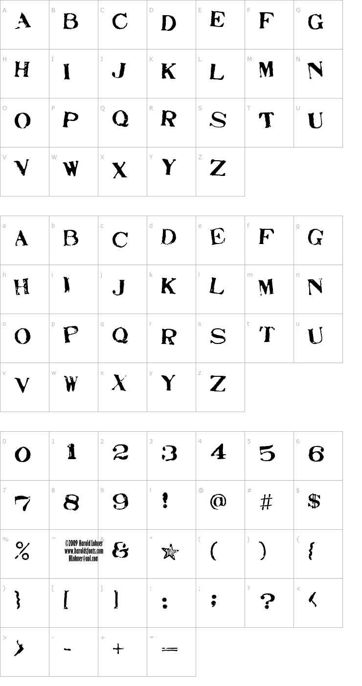 Character Map Stamp Act Jumbled Font