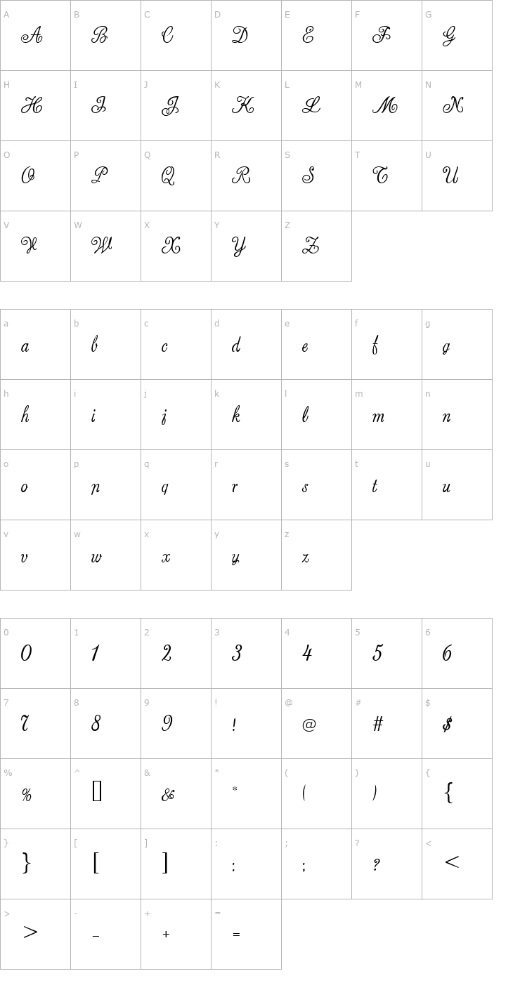 Character Map Stanzie JF Font