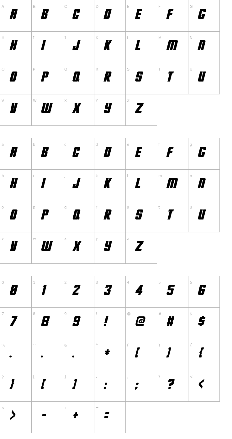 Character Map Star Trek Font