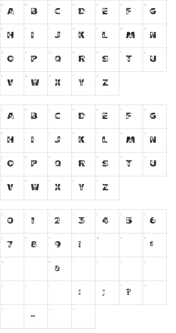 Character Map Starburst Font