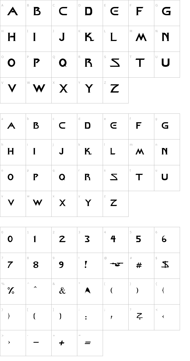 Character Map Starcine Font