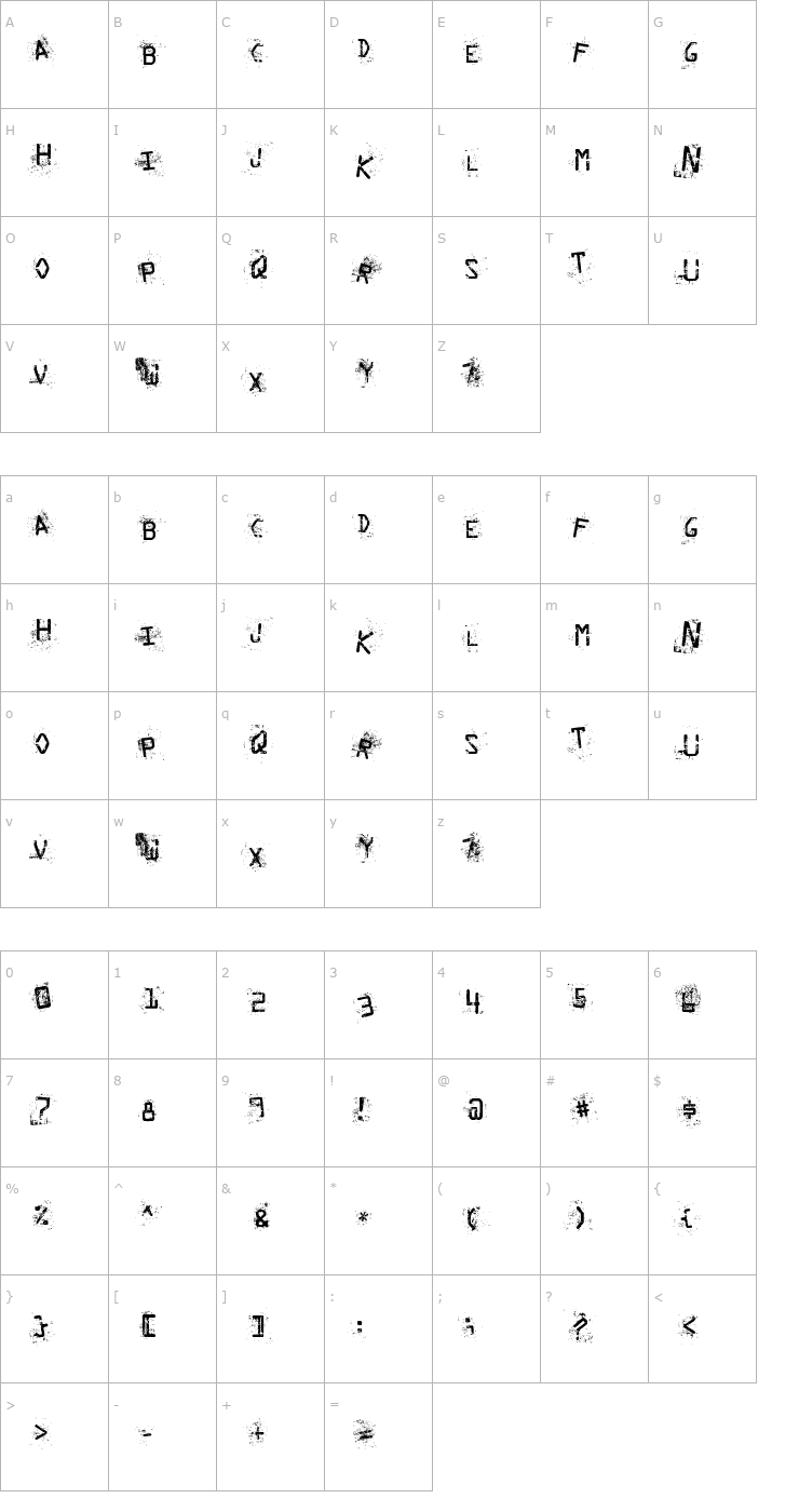 Character Map Staubiges Vergnügen Font