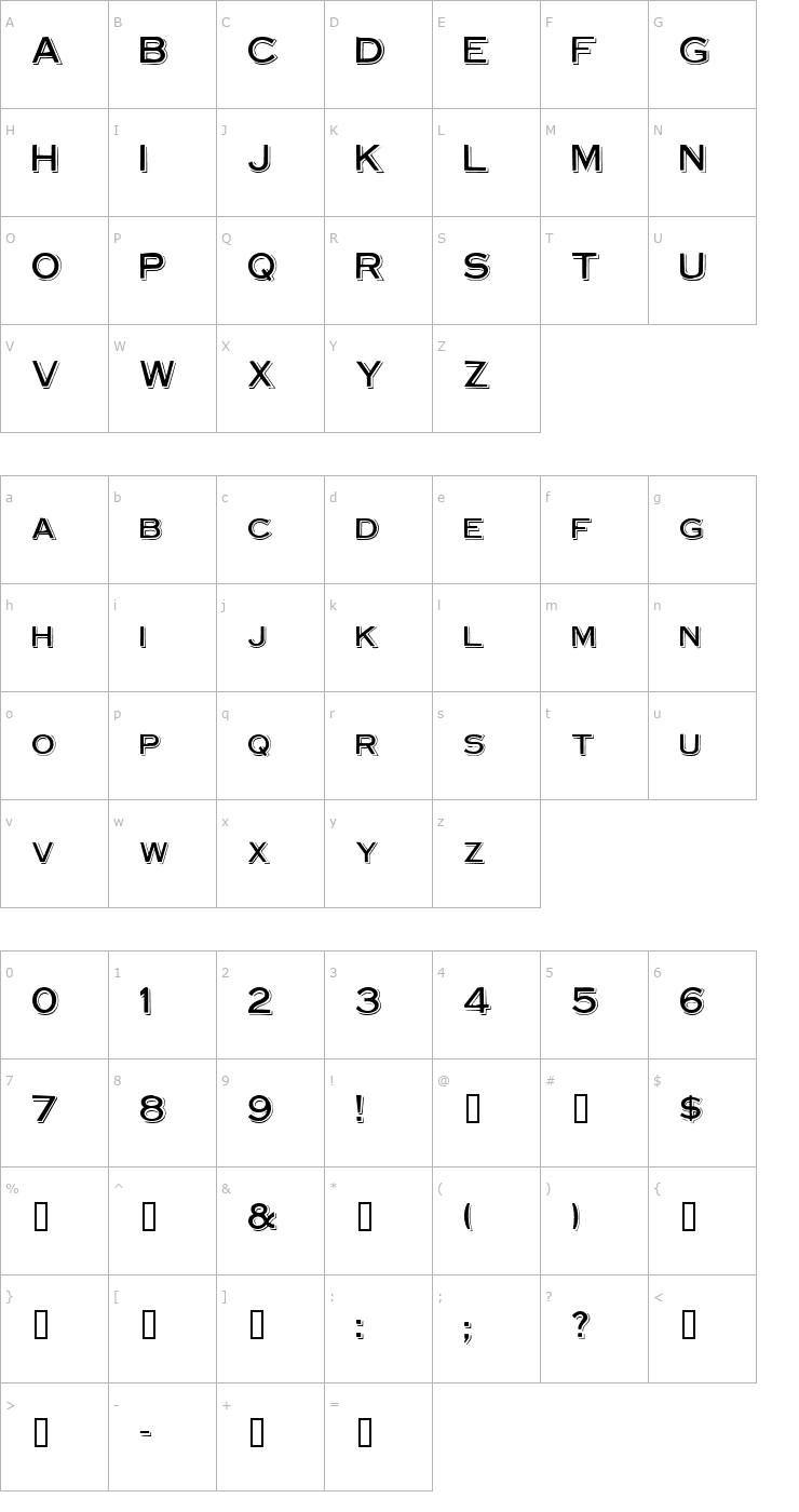 Character Map Steelplate Font