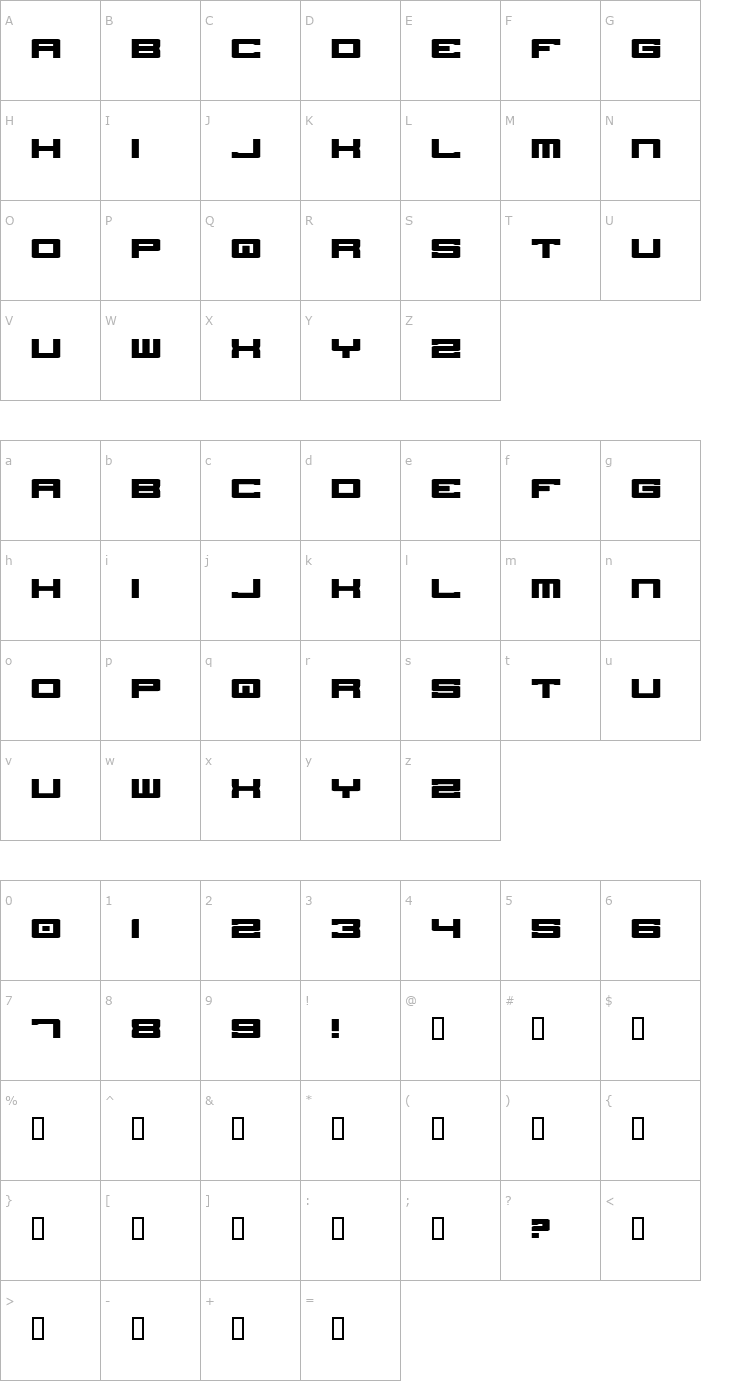 Character Map Stellar Kombat ME Font