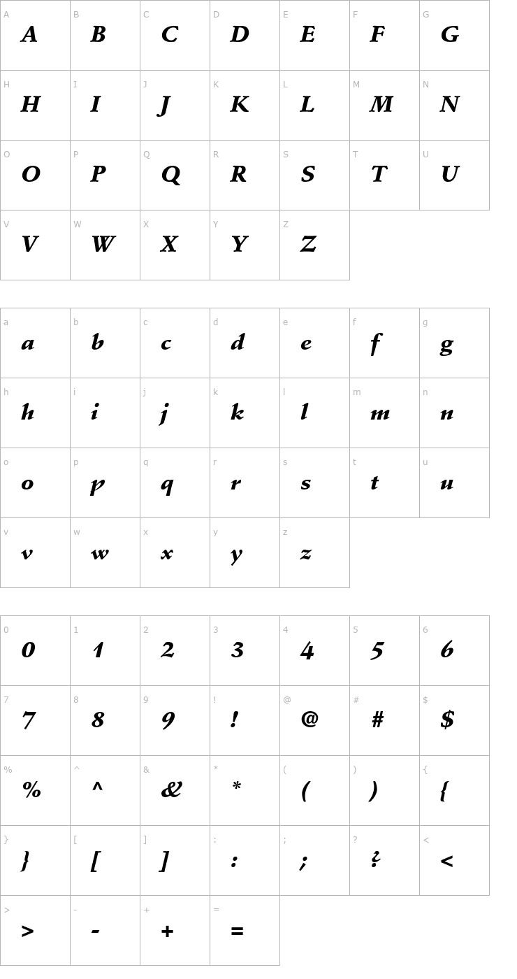 Character Map StempelSchneidlerStd-BlkIt Font