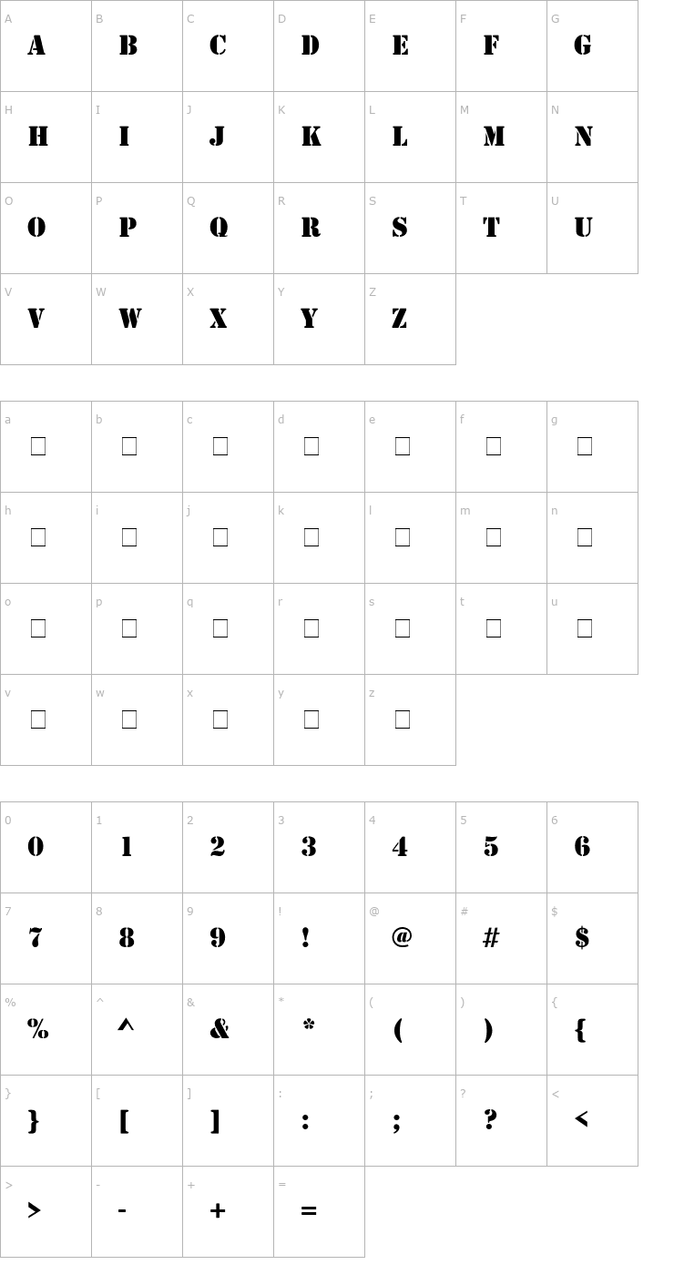 Character Map Stencil Normal Font