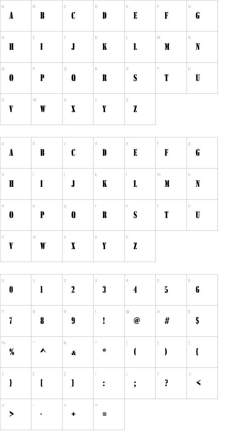 Character Map Stencil_Becker_Compress Font