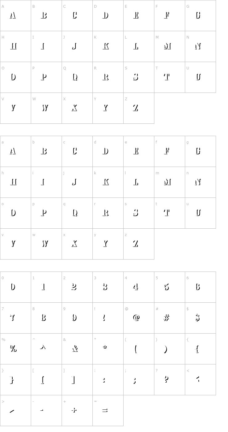 Character Map Stencil_Becker_Only_Shadow Font