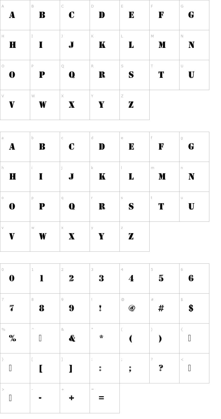 Character Map StencilDIn1 Font