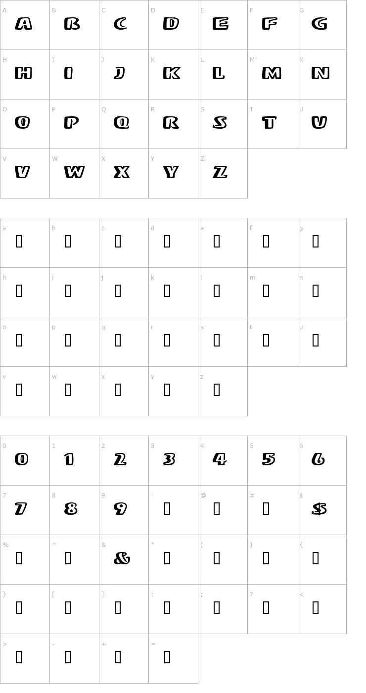 Character Map Stereo Font