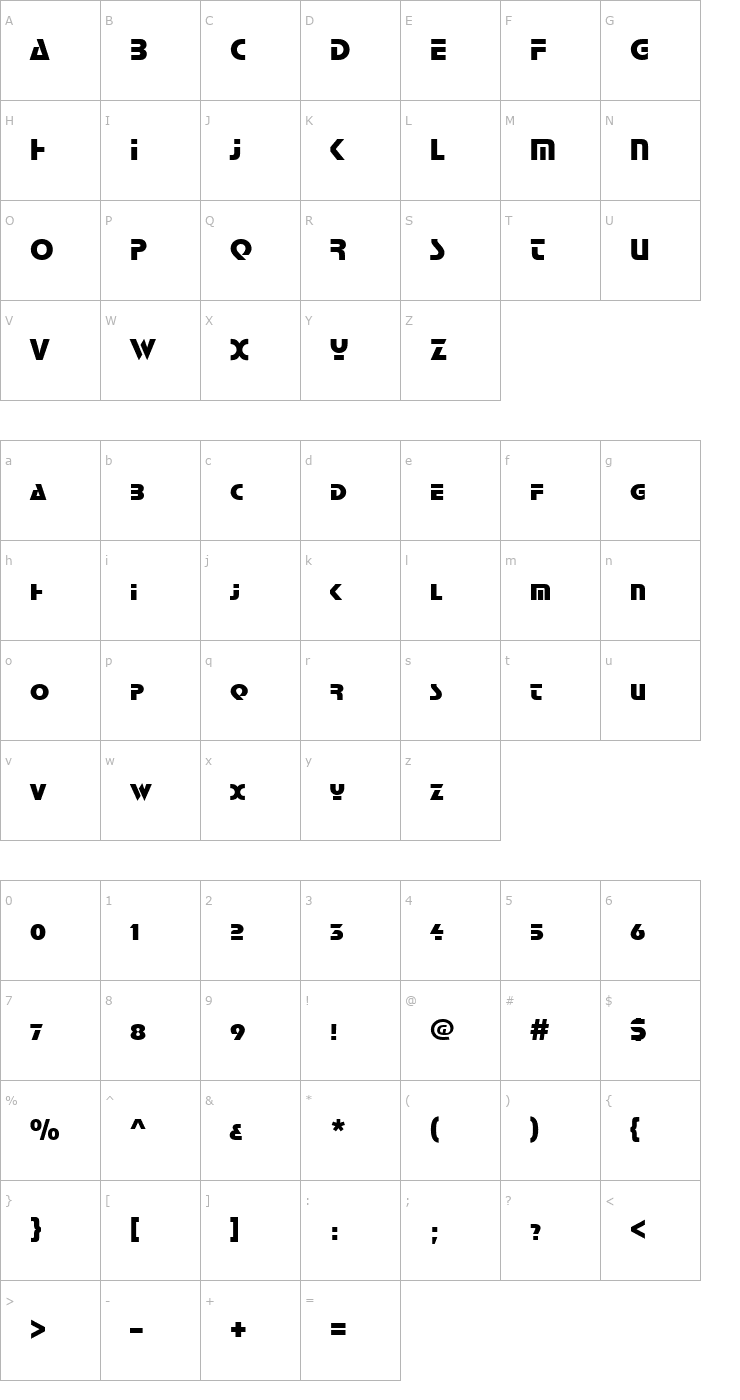 Character Map Stop_Becker_Caps Font