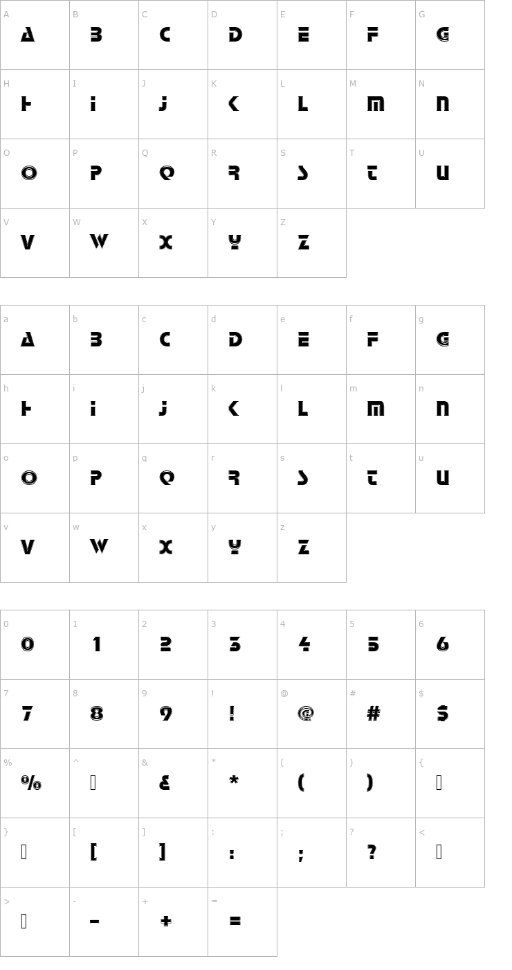 Character Map StopDIn1 Font