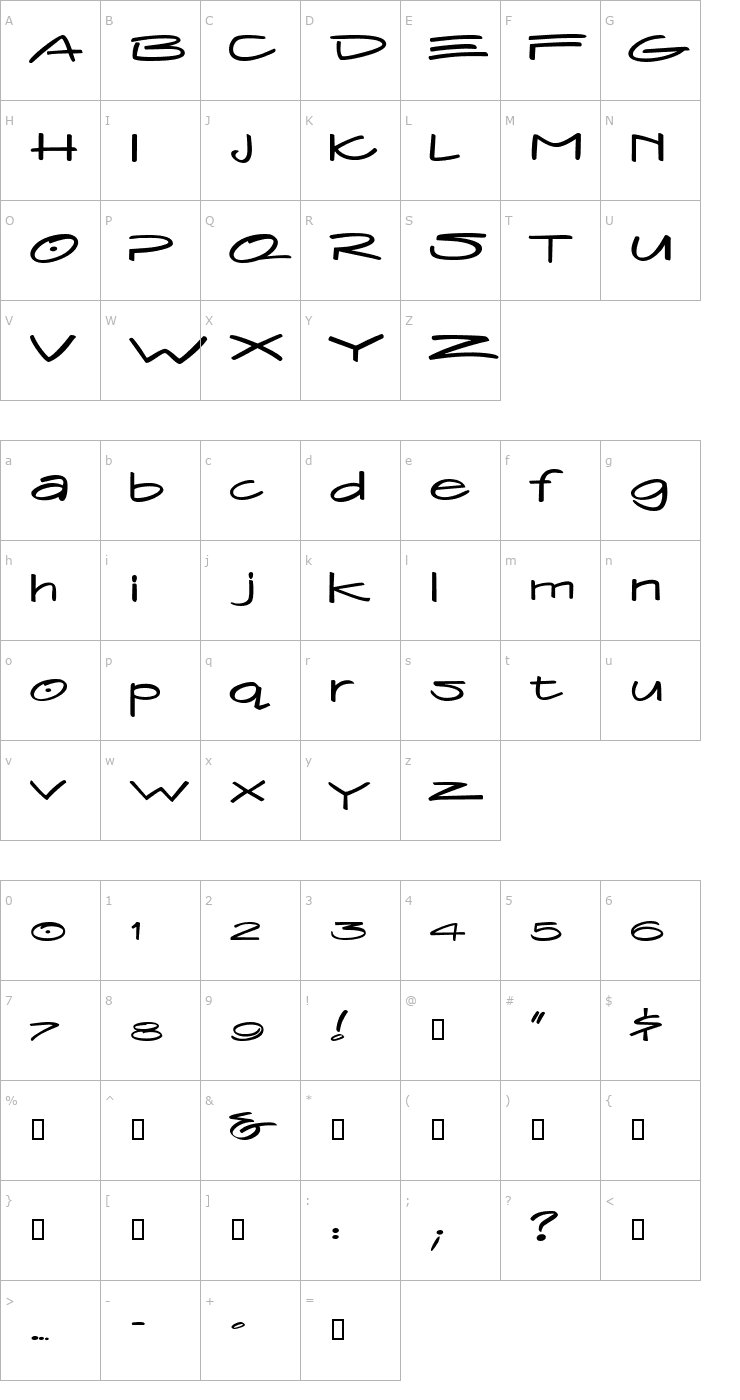 Character Map StraightLacedDNA Font