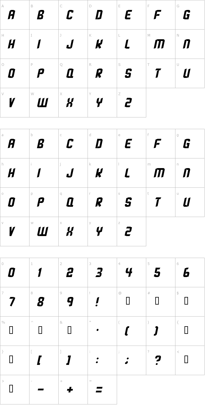 Character Map StrangePhenomena [normal] Font