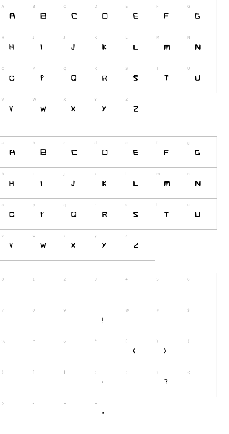 Character Map Streetlight Font