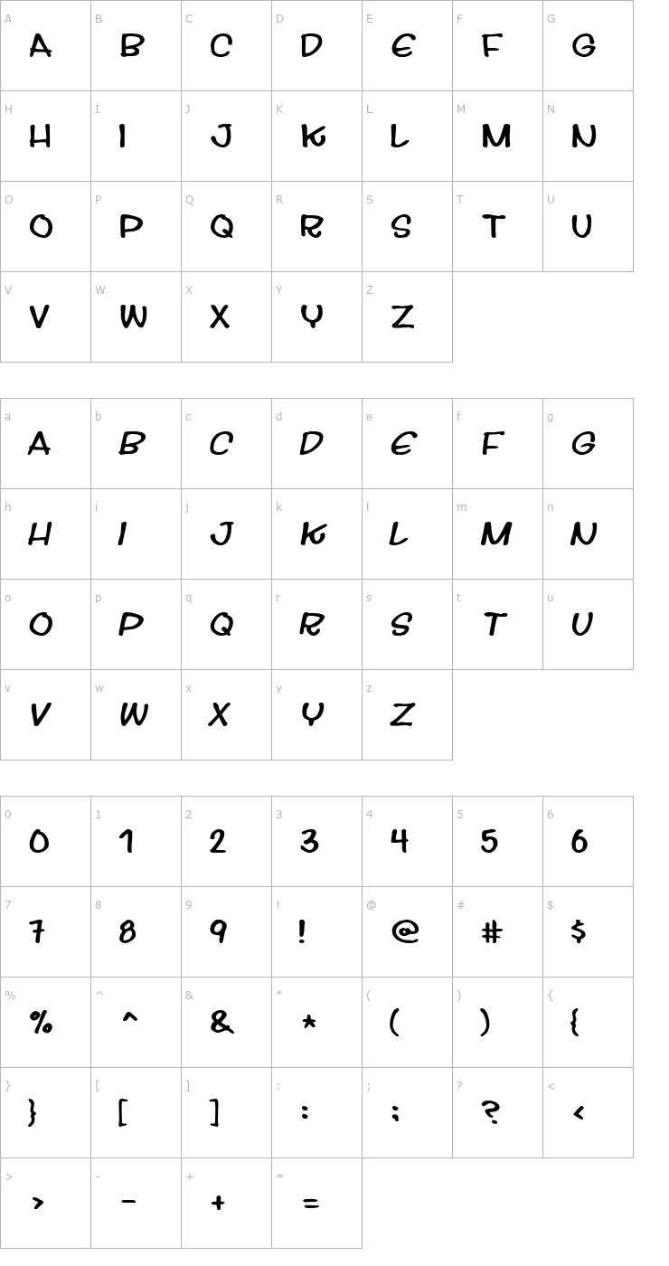 Character Map Streetwise buddy Font