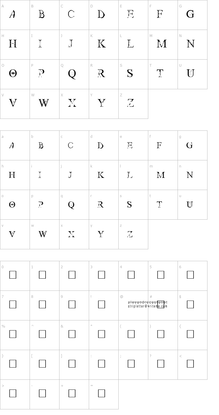 Character Map Strip Letter 1 Font