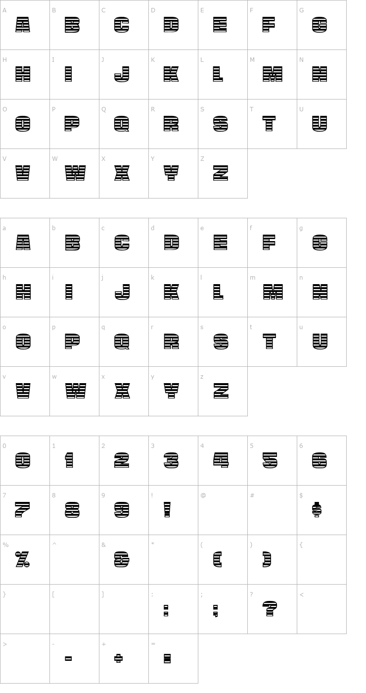 Character Map StriperBoldCaps Font