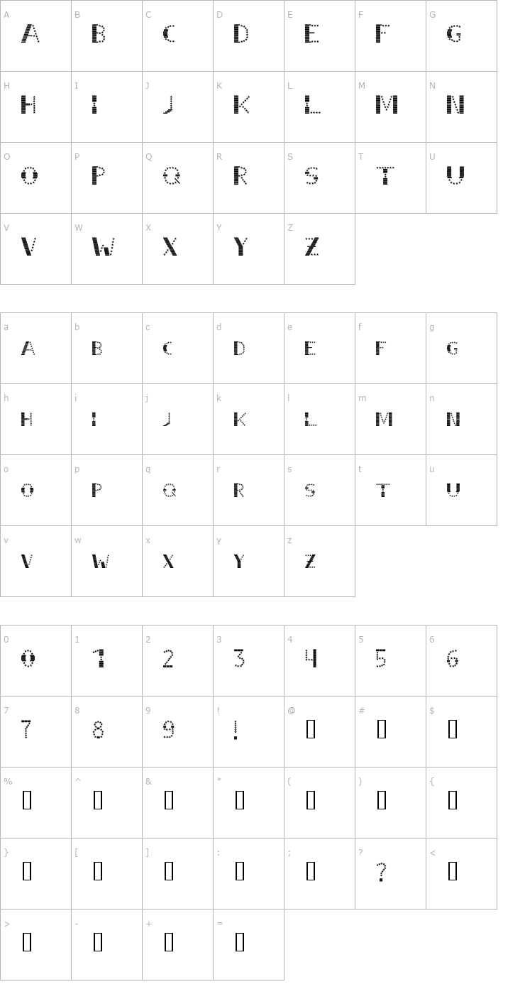 Character Map STRIPES & STARS Normal Font