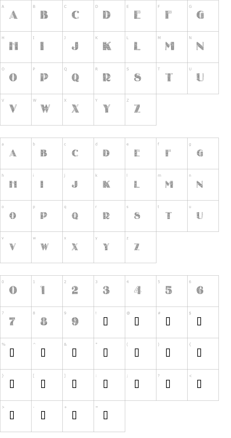 Character Map StripesCaps Font