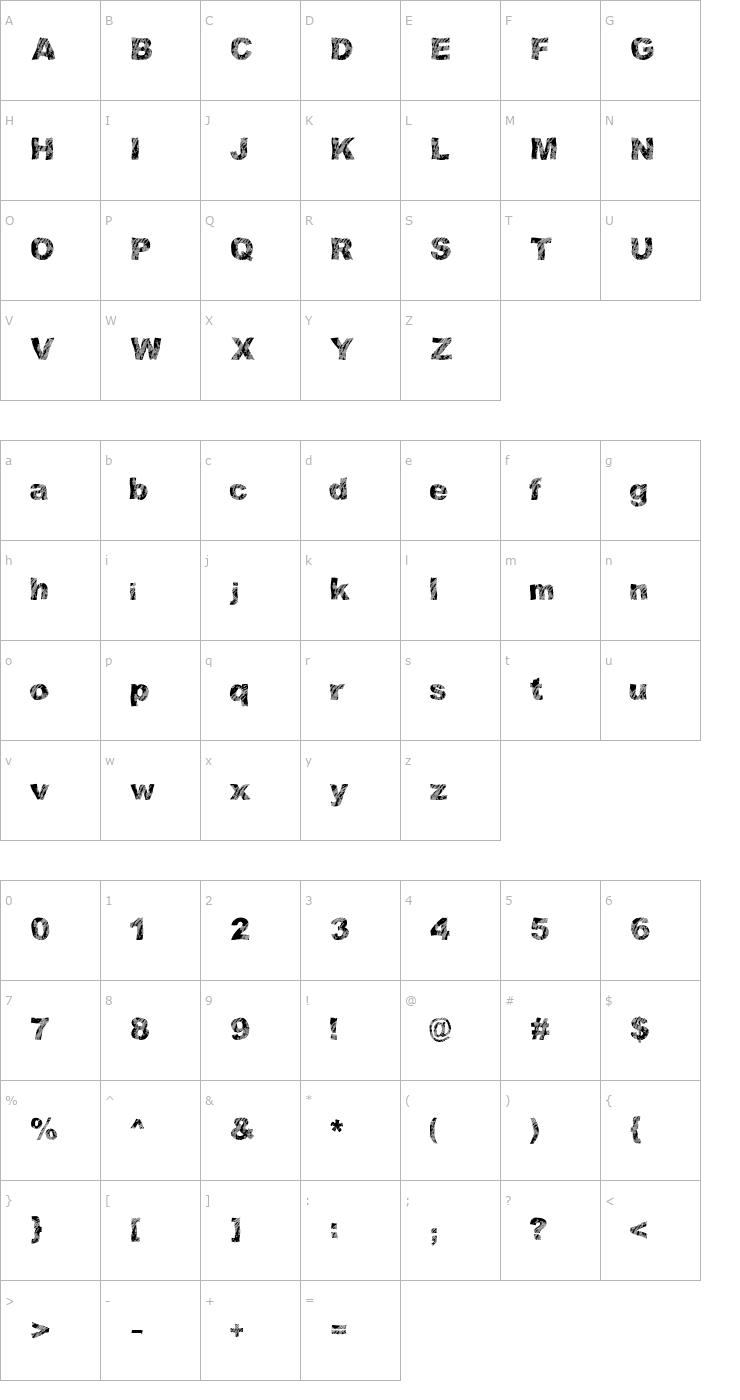 Character Map Strippin'dirty Font