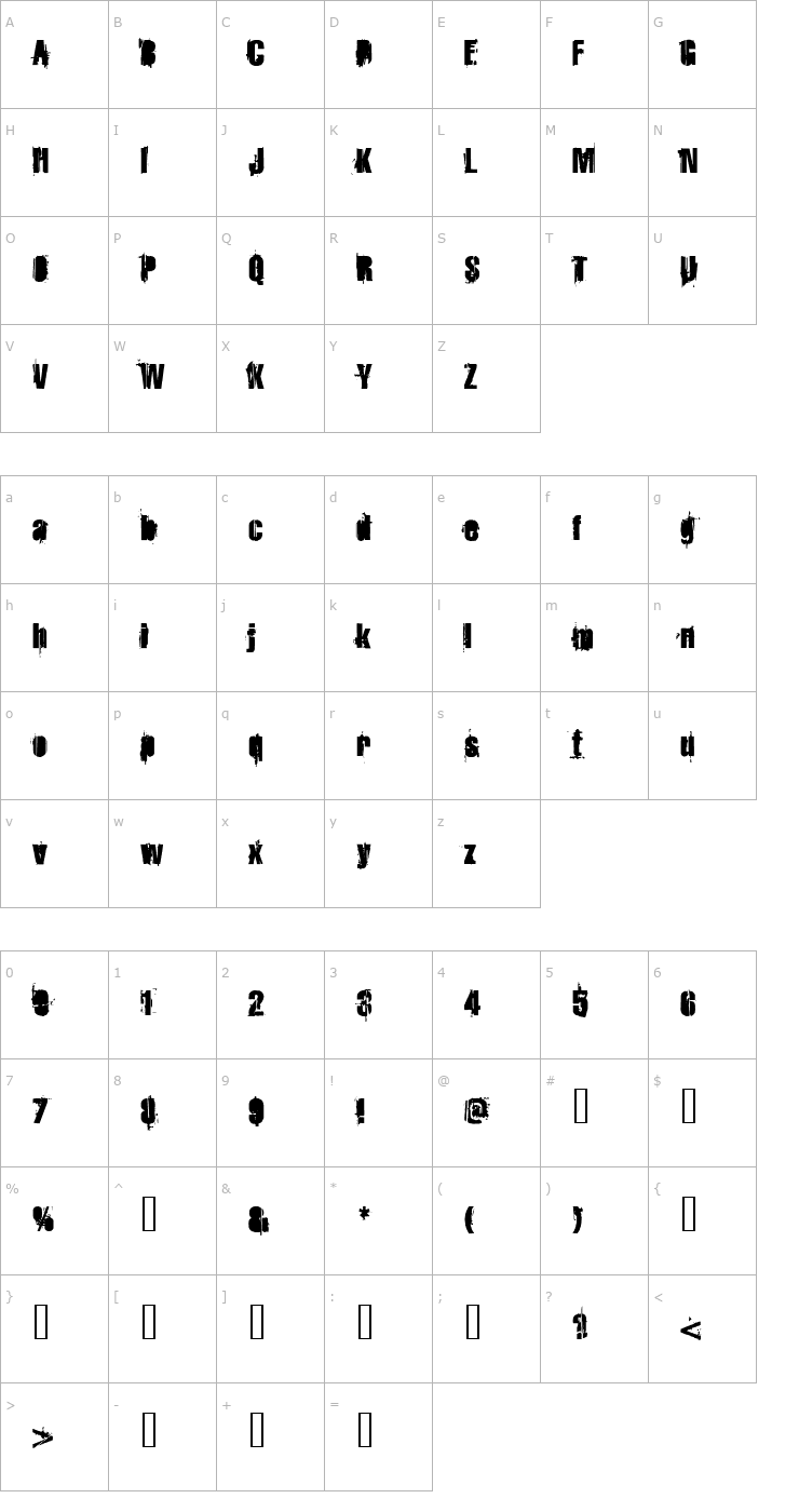 Character Map StrokeyBacon Font