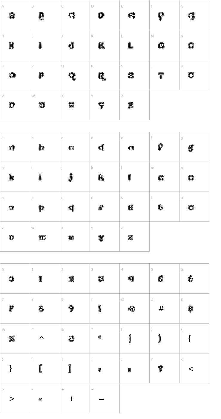 Character Map StrumpfStd-Contour Font