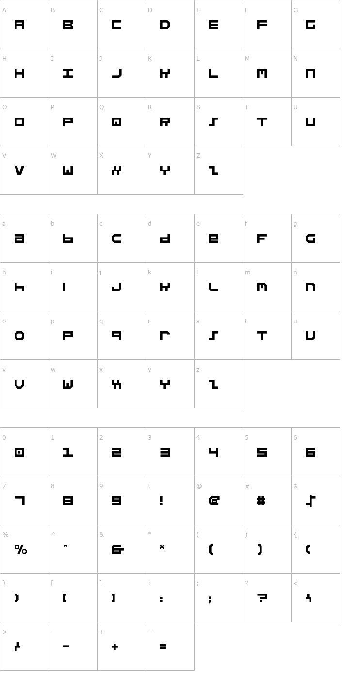 Character Map Stuntman Font