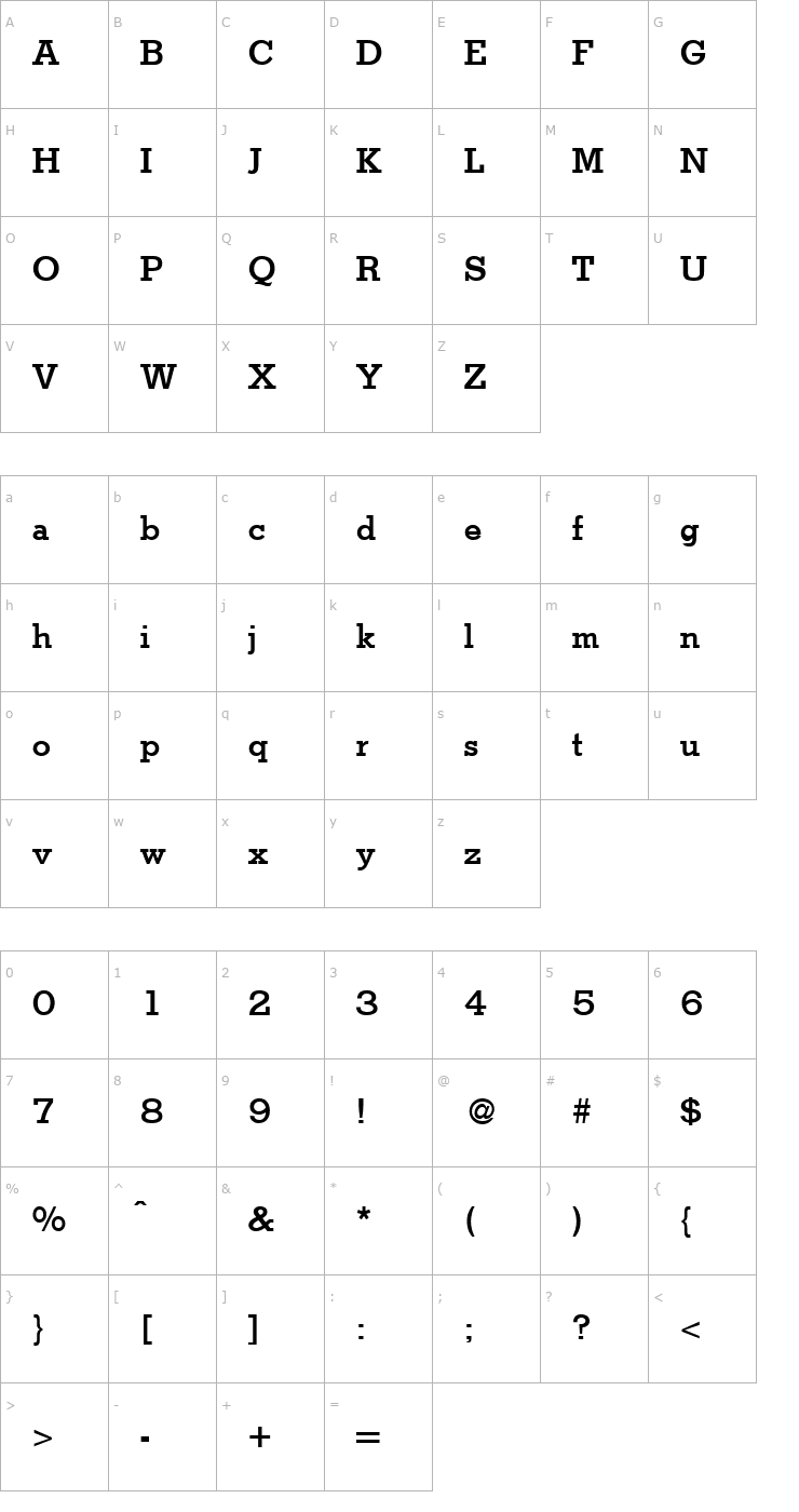 Character Map Stymie-Bold Font