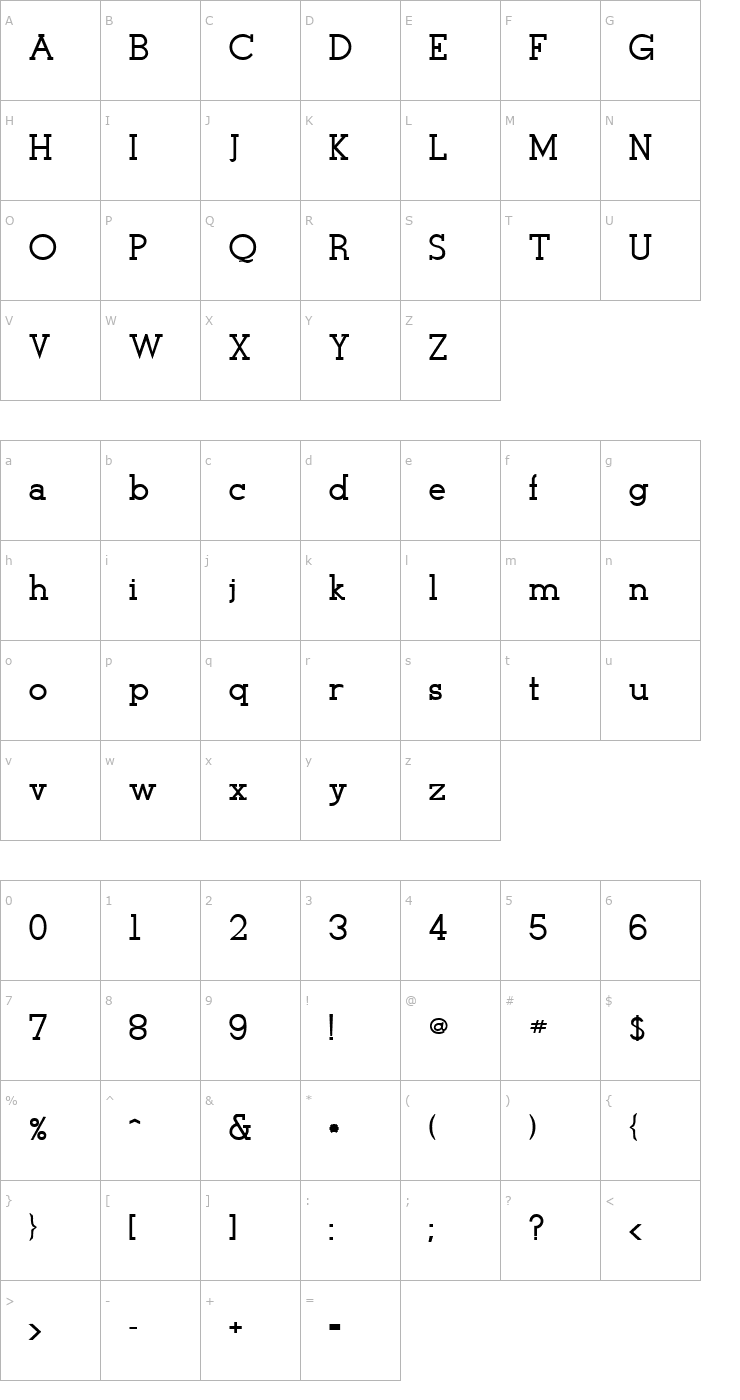 Character Map Stymie-Bold Bold Font