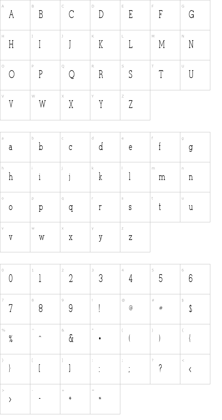 Character Map Stymie-Light Regular Font