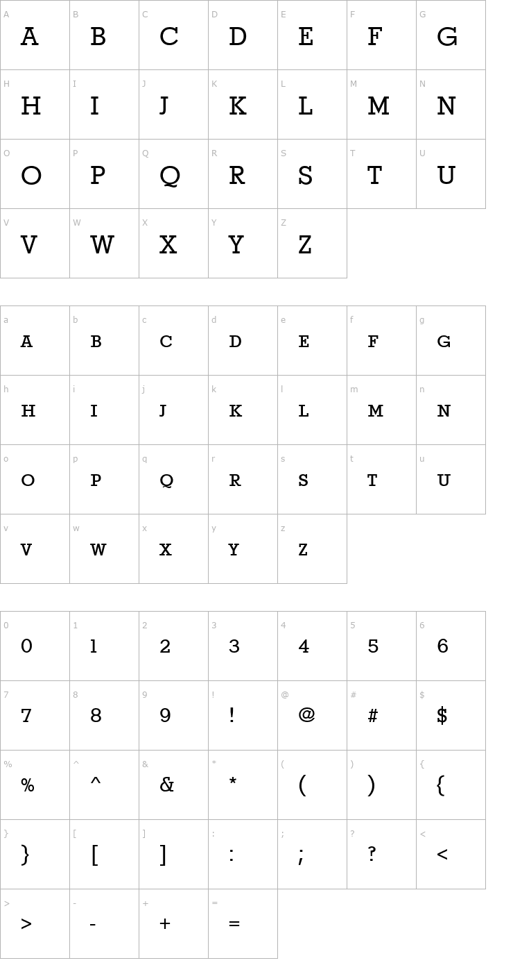 Character Map Stymie_Becker_Discaps Font