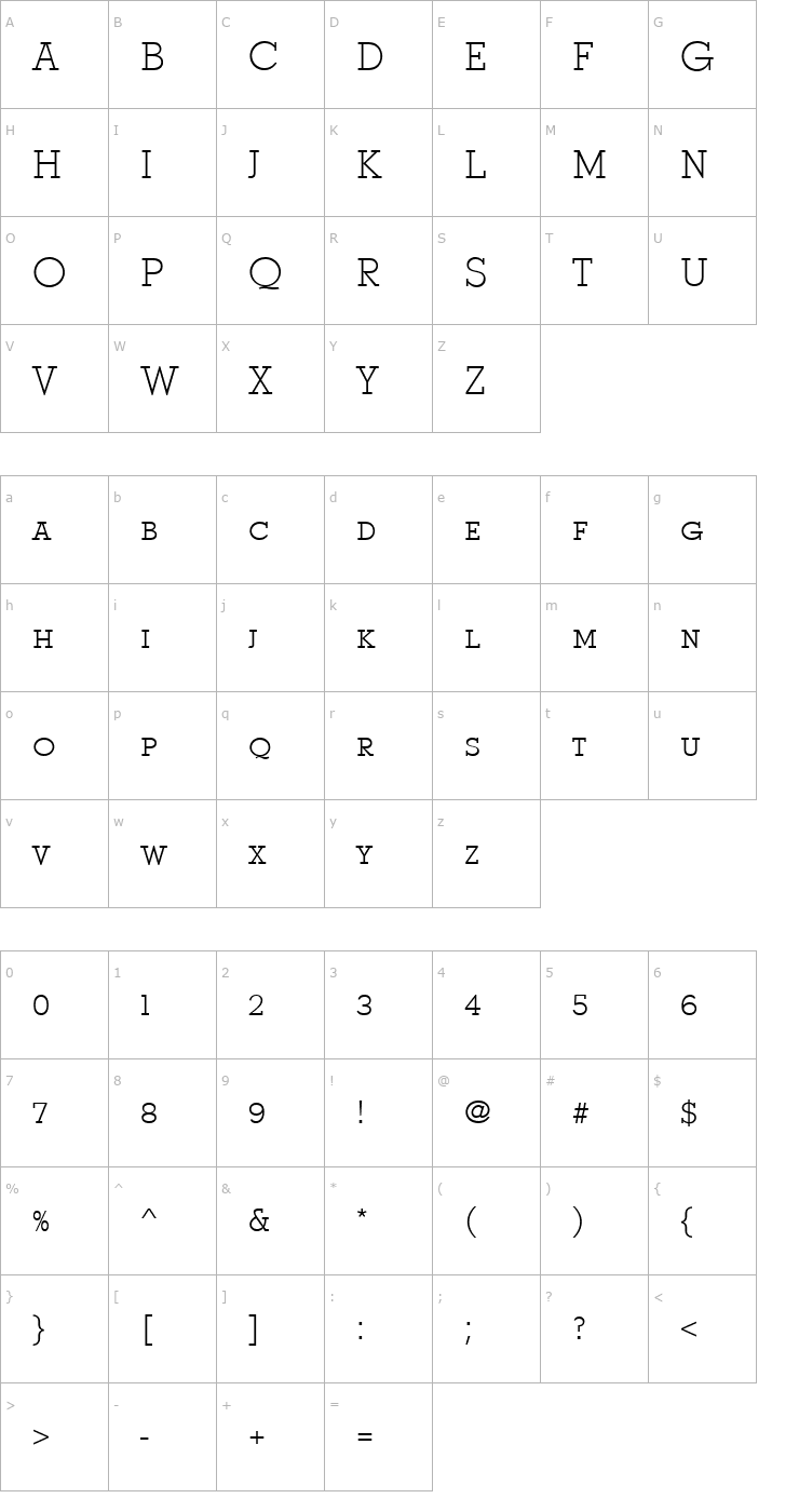 Character Map Stymie_Becker_Discaps_Light Font